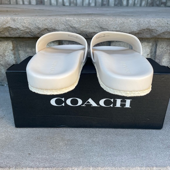 COACH ALEXIS LEATHER SANDAL 7.5 Women's Slide Slip On Casual Summer White New - Picture 6 of 8